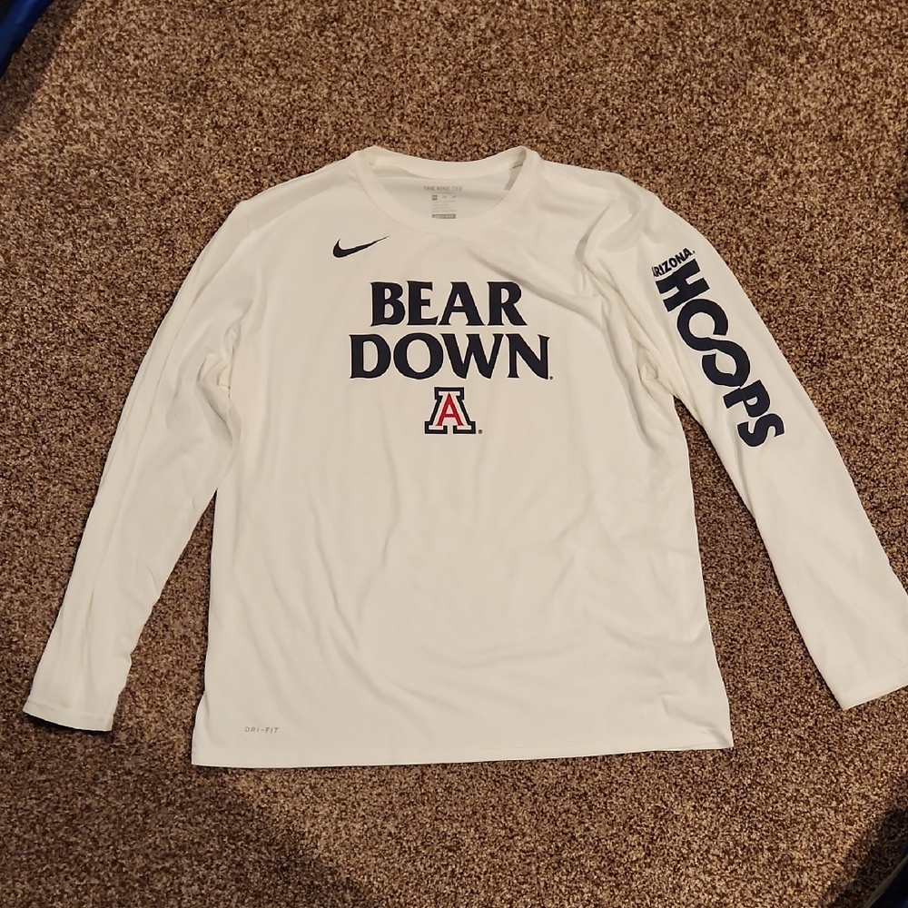 Nike University Of Arizona White Long Sleeve 'Bear Down' Dri-fit Shirt Size: XXL